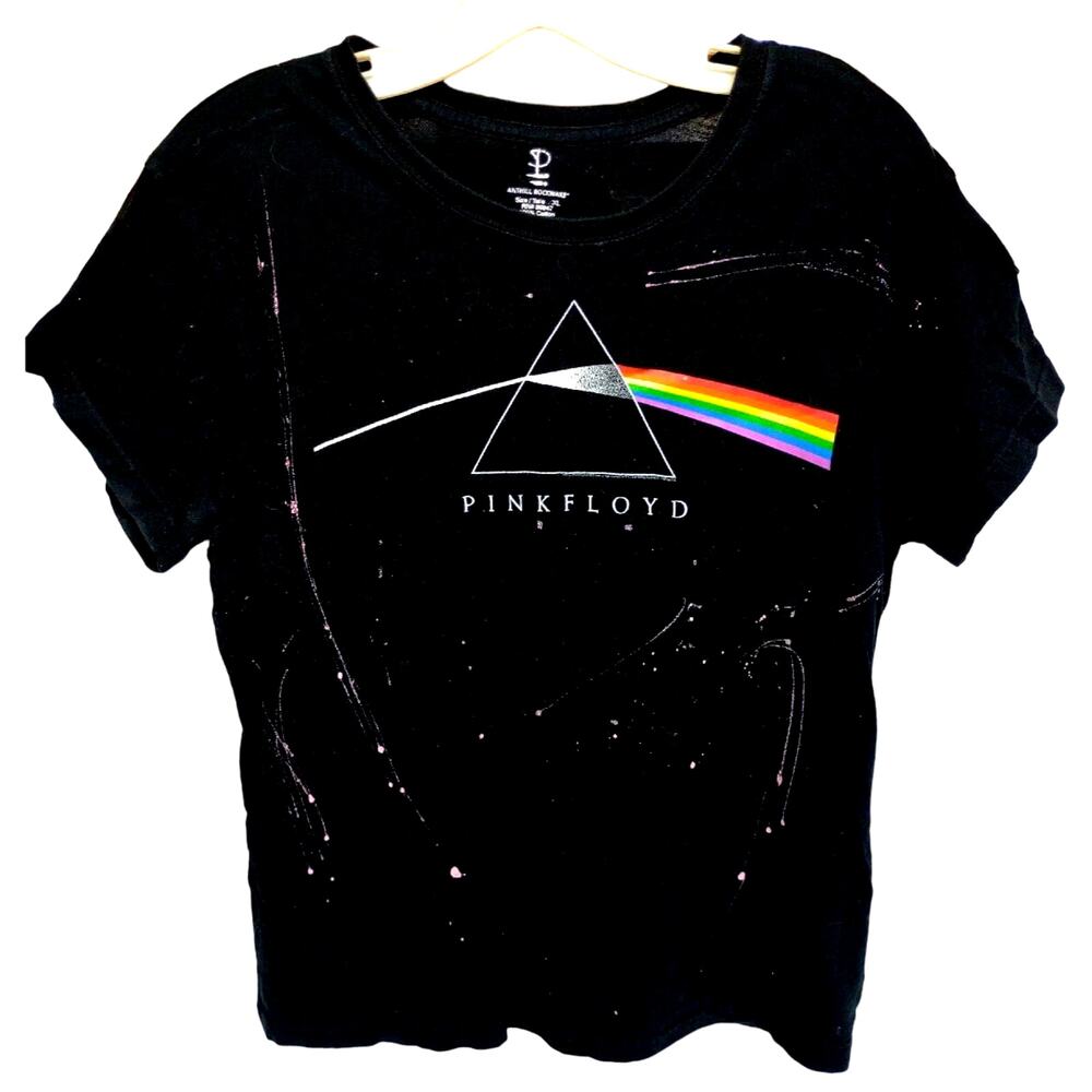 PINK FLOYD 2005 Women's Black T-shirt by Anthill Rockware Splatter Custom Design